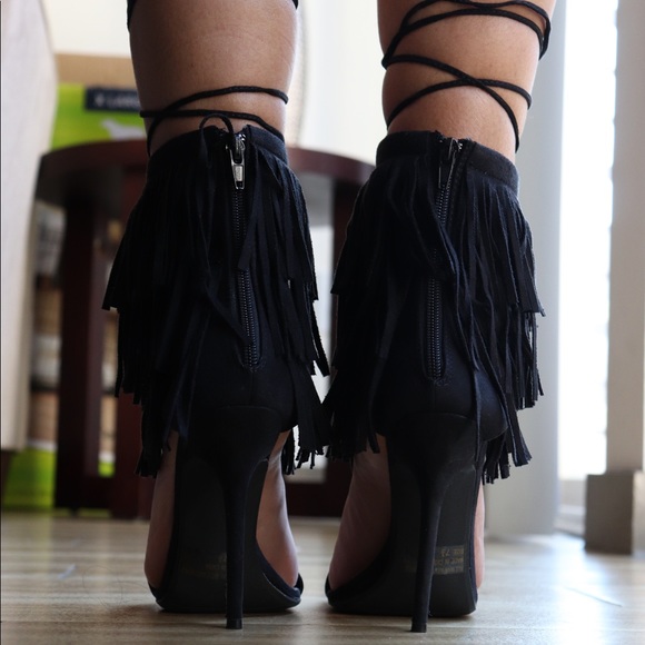 Beautiful Strap Heel with Fringe and Tassels - Picture 3 of 3